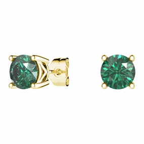 Sophisticated Gem Fresh Look 1 CT. Classic Solitaire Emerald Stud Earrings