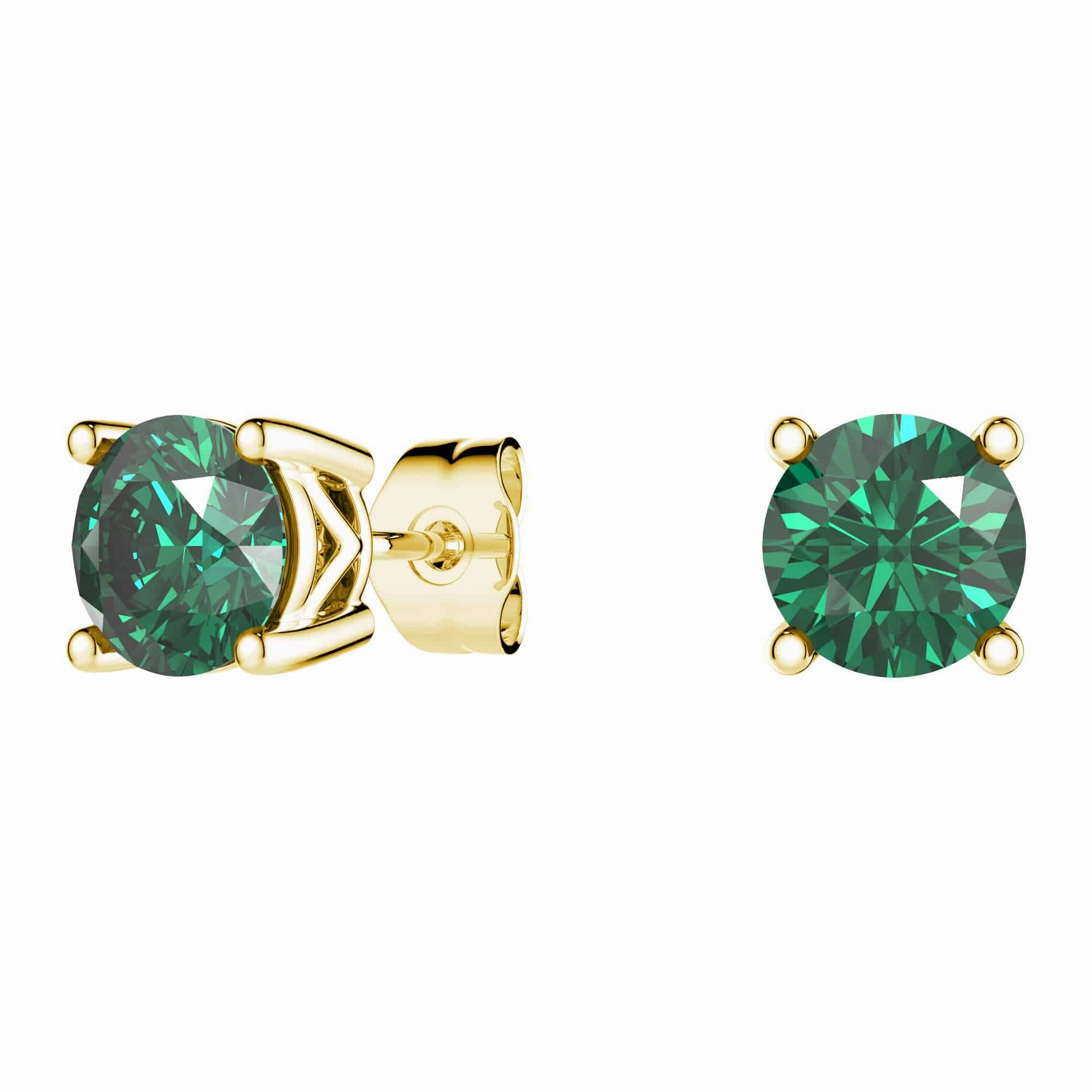 Sophisticated Gem Fresh Look 1 CT. Classic Solitaire Emerald Stud Earrings