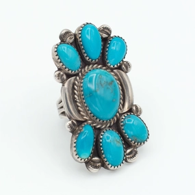 Navajo Handmade Sterling Silver Turquoise Ring (Hallmark Unknown) (Size 6.5) Outdoor Light Timeless Accessories