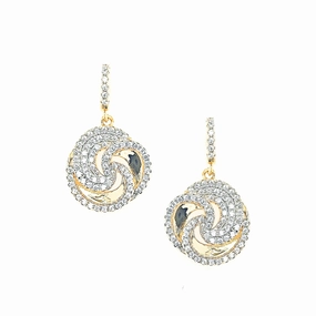 Crisp Sparkle Sterling Silver Gold Plated Flower Circle with CZ Earrings