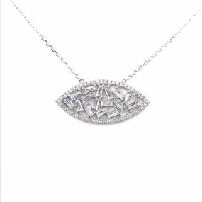 Fashion highlight Comfortable Fit Sterling Silver Marquis Necklace