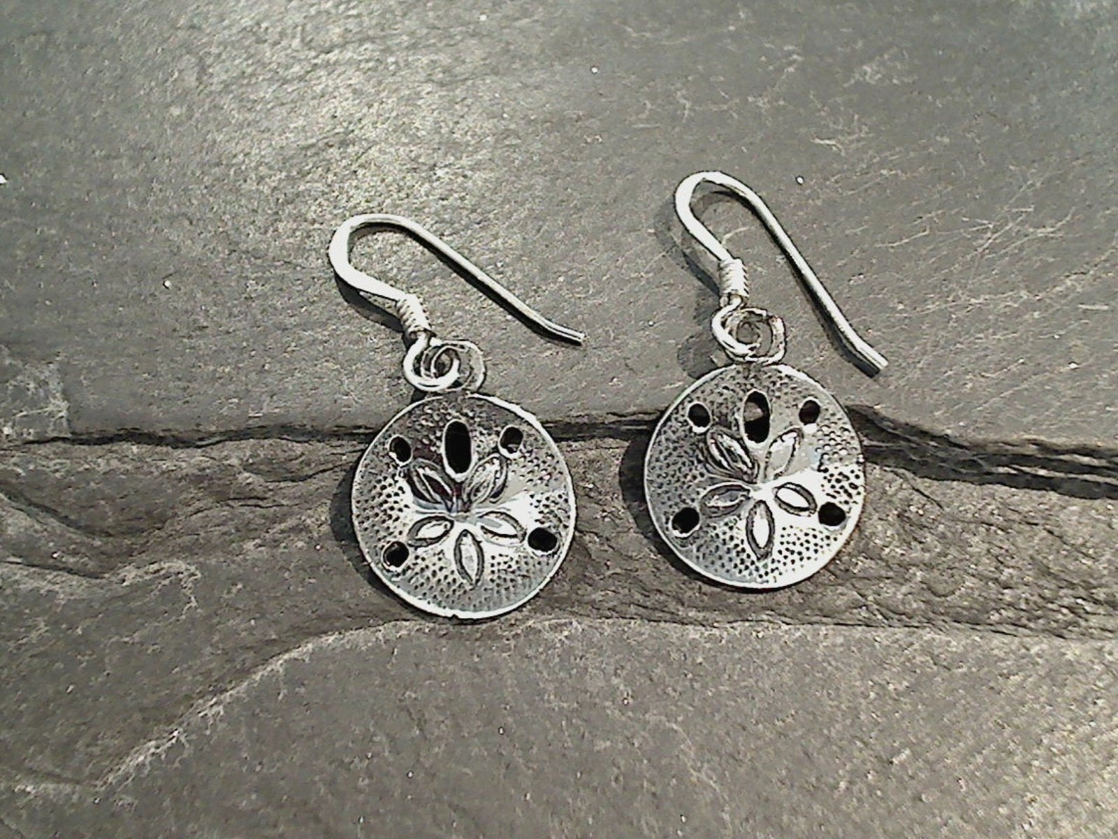 Sterling Silver Small Sand Dollar Earrings Statement Glow
