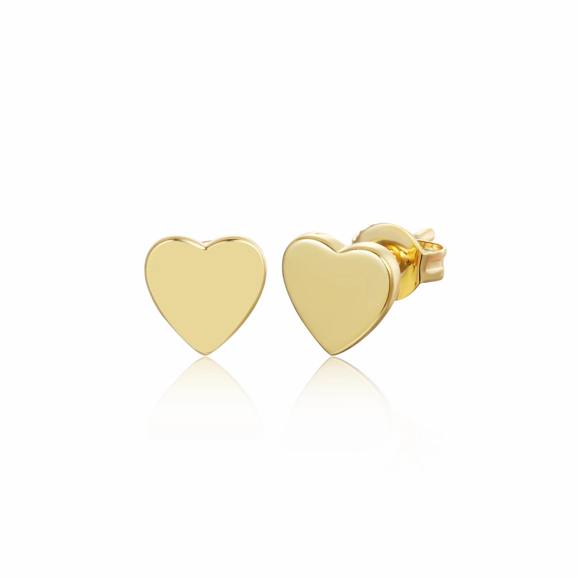 Expressive Touch Glossy Detail Gold Plated Surgical Steel Post Heart Stud Earrings