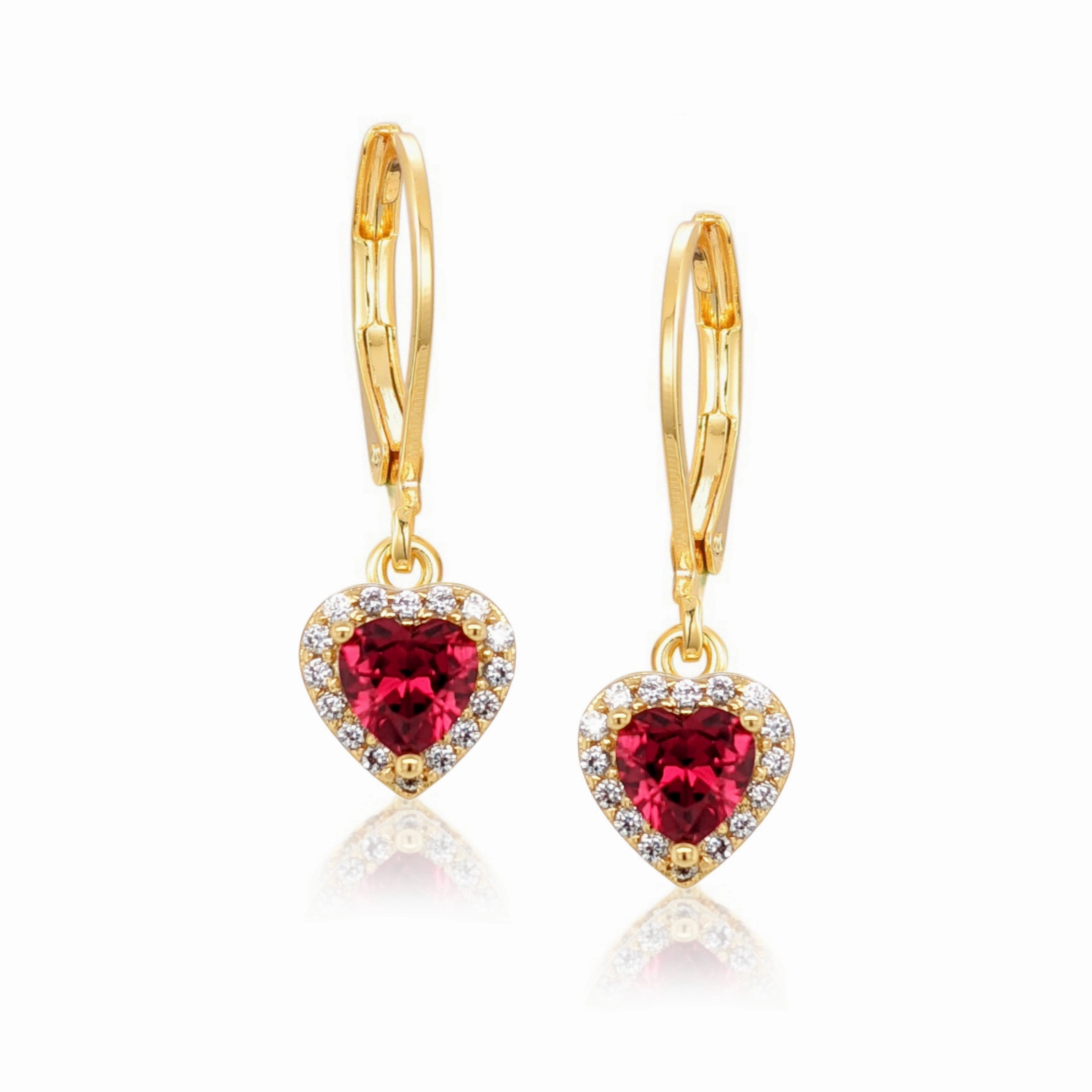 Gold Plated Surgical Steel CZ Border Heart Shape Earrings (8mm) Seasonal Shine