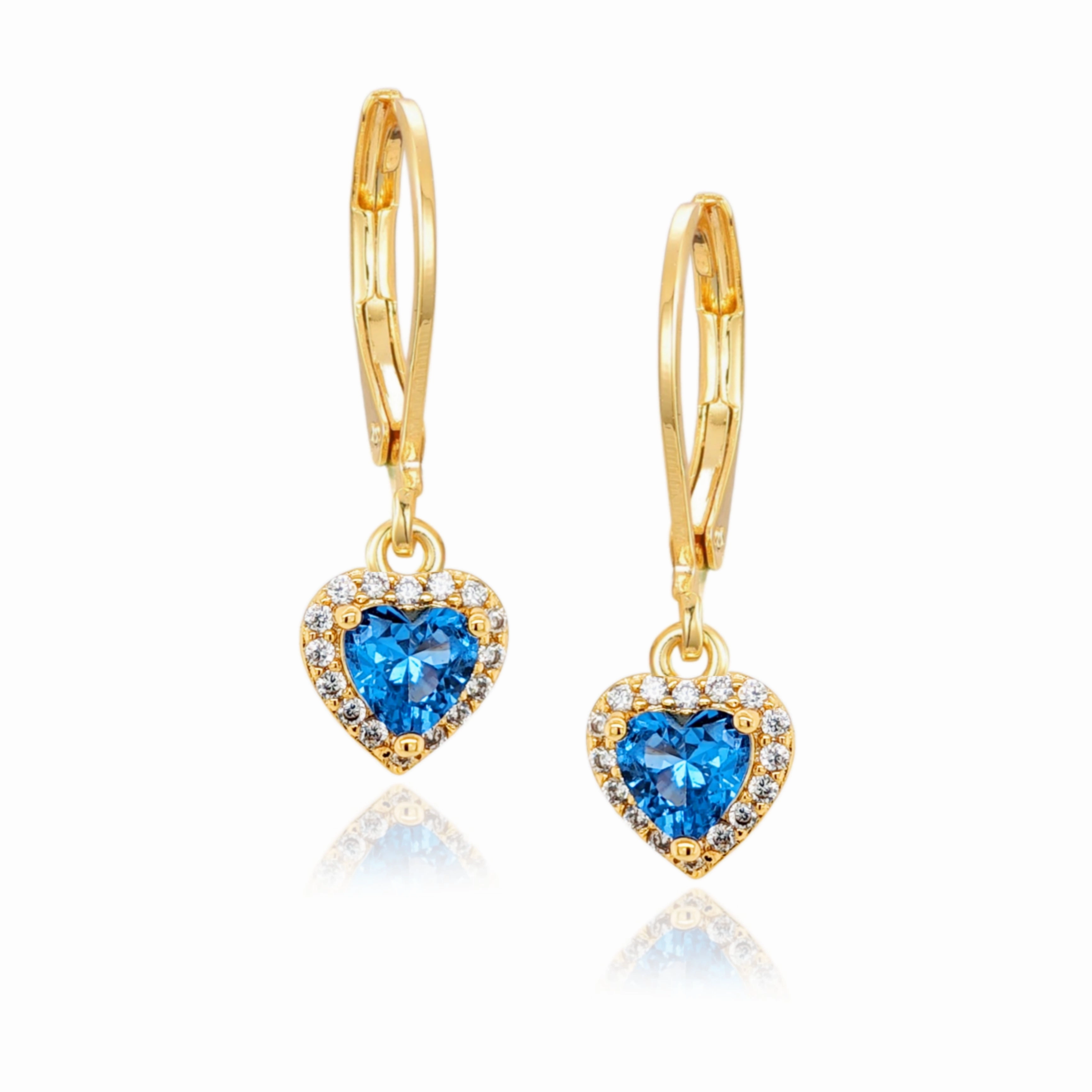 Gold Plated Surgical Steel CZ Border Heart Shape Earrings (8mm) Vibrant Shine Look Natural Sparkle