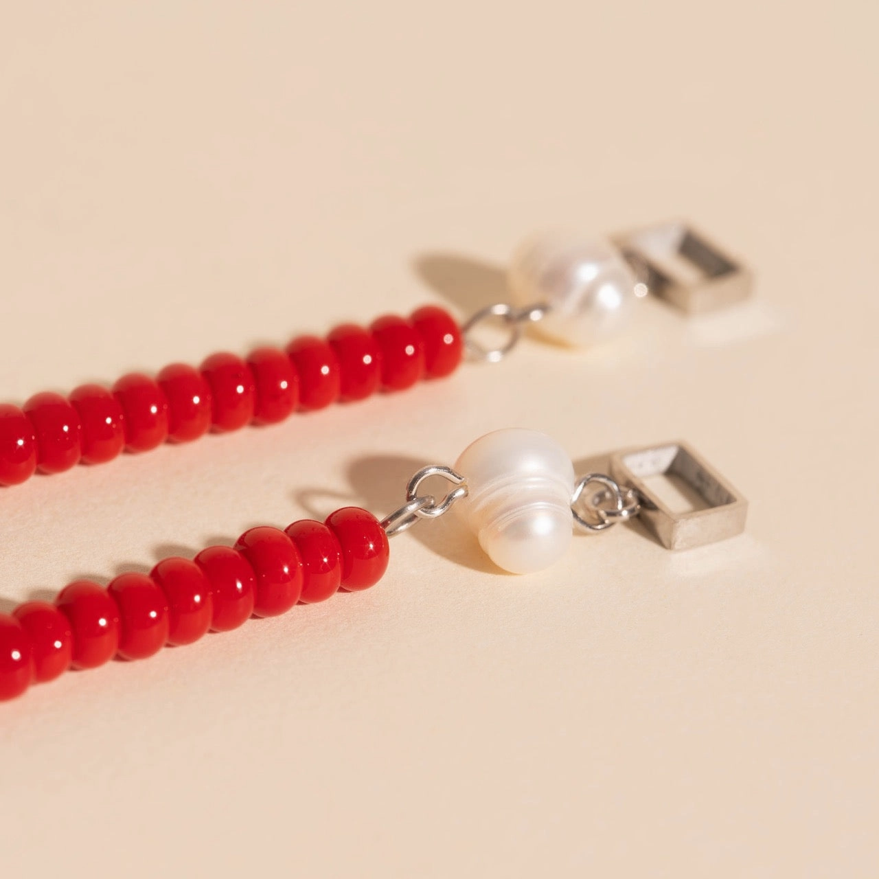 festival look Smooth Detail Reel Pearl Beaded Huggie Hoop Charms