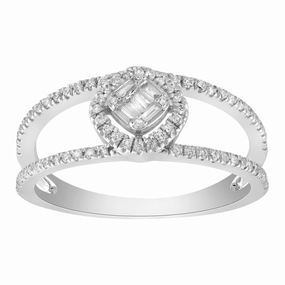 Daily Outfit Cozy Glow LADIES BAND 0.33CT ROUND/BAGUETTE DIAMOND 14K WHITE GOLD