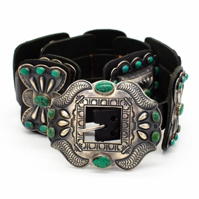 Perfect Gift party look Kirk Smith Vintage Sterling Silver Turquoise Concho Belt