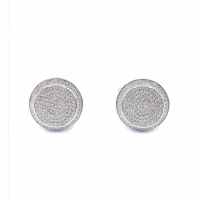 Dazzling Look Sterling Silver Round Thick Border Cufflinks