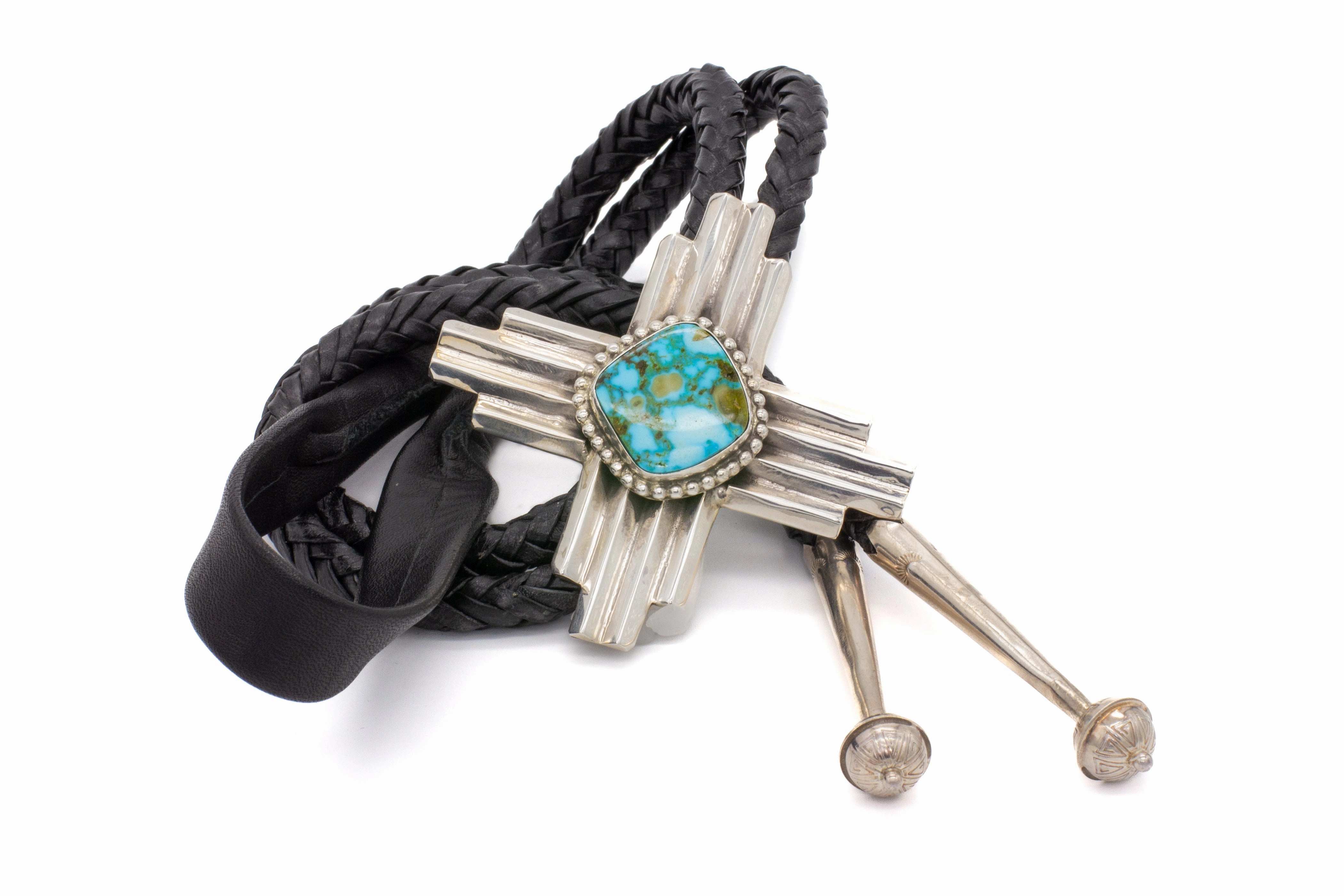 Pricilla Apache Navajo Handmade Sterling Silver Turquoise Bolo Tie Wedding guest