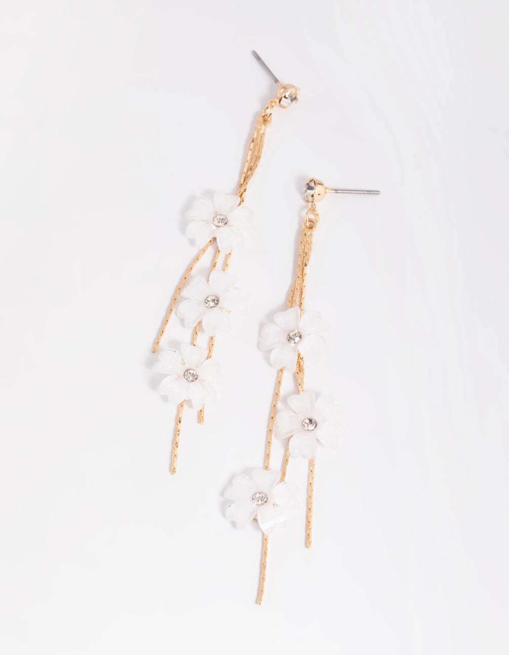 Gold Floating Flower Drop Earrings Daytime Style