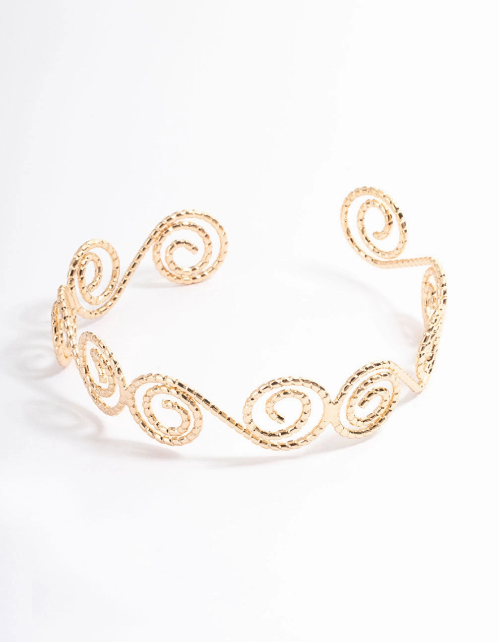 Fairy-Tale Charm Gold Hammered Spiral Bangle Arm Cuff