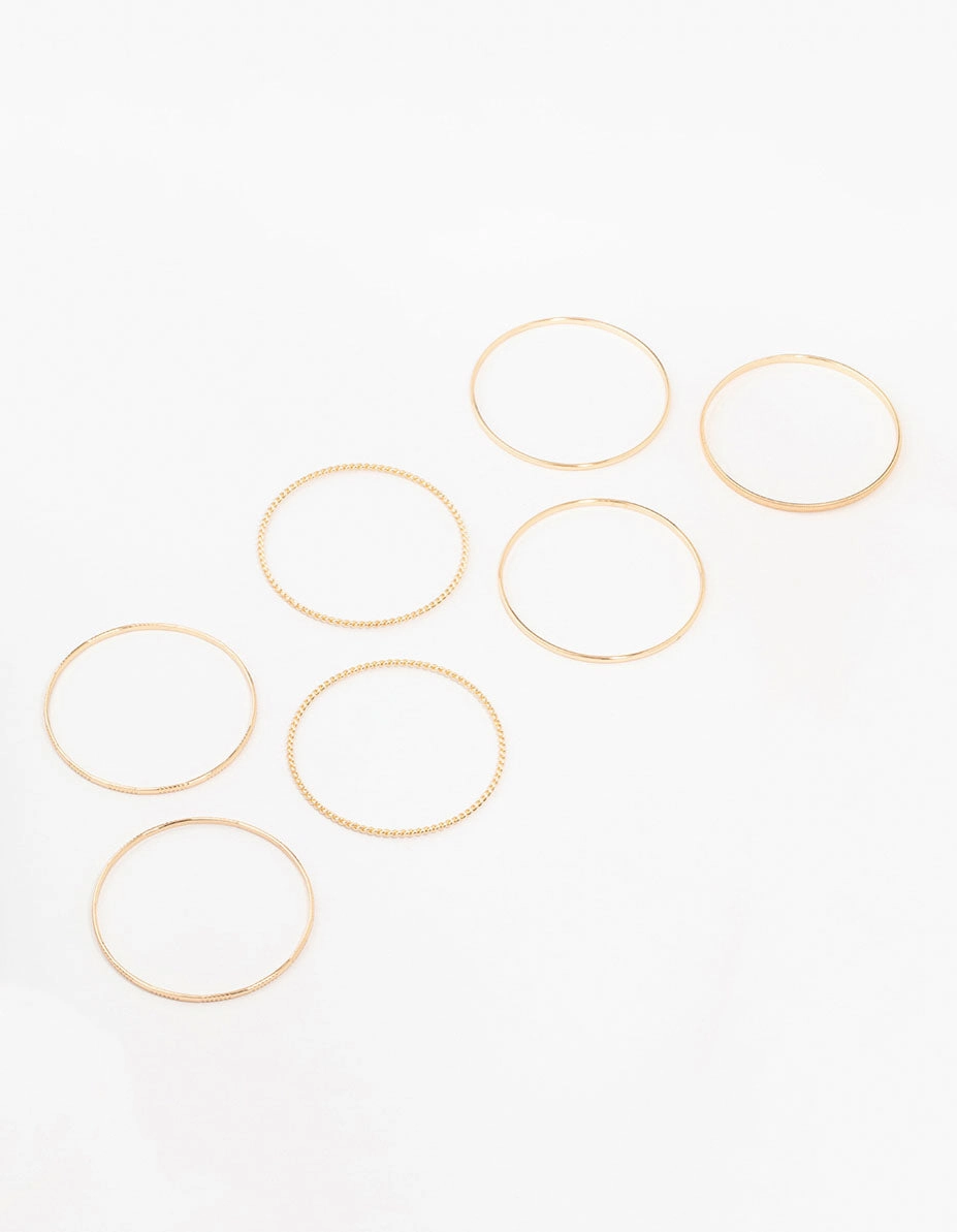 Sisterhood Tie Individual Path Gold Mixed Textured Bangle Bracelets 5-Pack