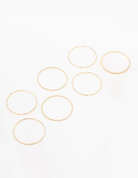 Gold Mixed Textured Bangle Bracelets 5-Pack Memory Lane