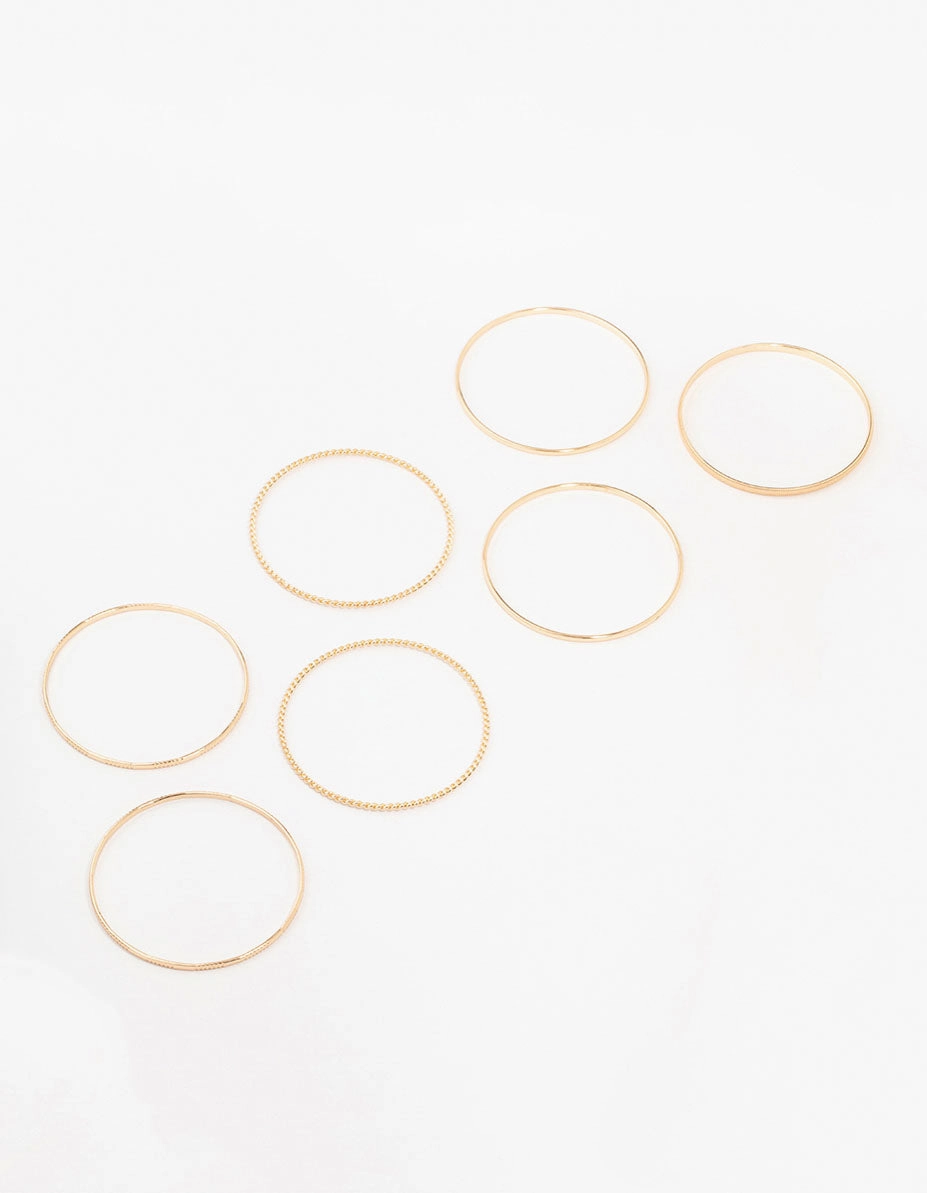 Sacred Symbol Spiritual Parable Gold Mixed Textured Bangle Bracelets 5-Pack