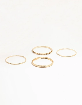 Gold Mixed Textured Bangles 4-Pack Charming Feature