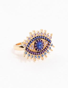 Gold Opulent Evil Eye Ring Unique Highlight