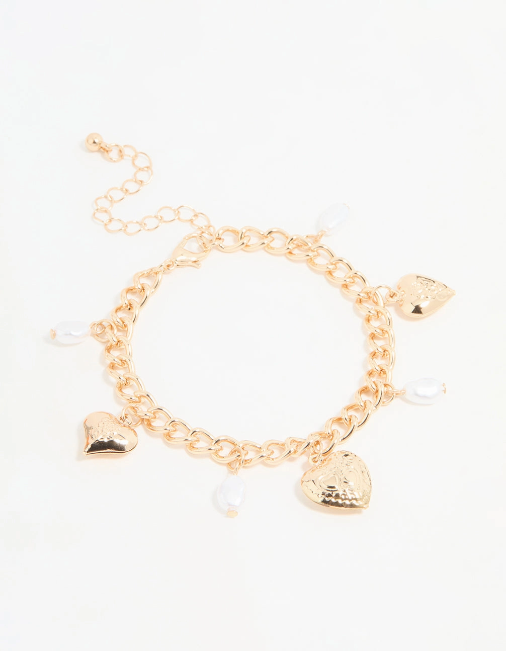 Gold Pearl Heart Charm Bracelet Quest Perspective Enchanted Gaze
