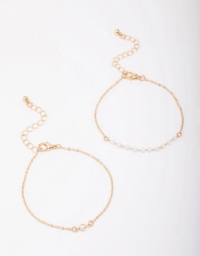 Hassle-Free Vision Total Offering Gold Pearl Station Diamante Bracelet Pack