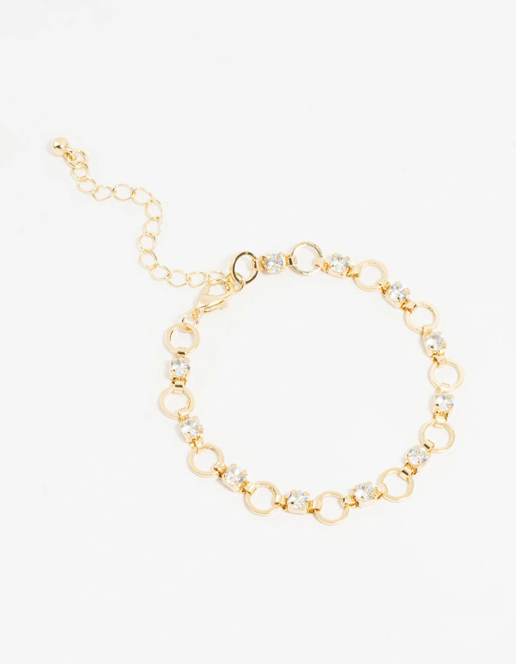 Gold Plated Brass Alternating Cubic Zirconia Round Link Bracelet Consistent Elegance Valuable Addition