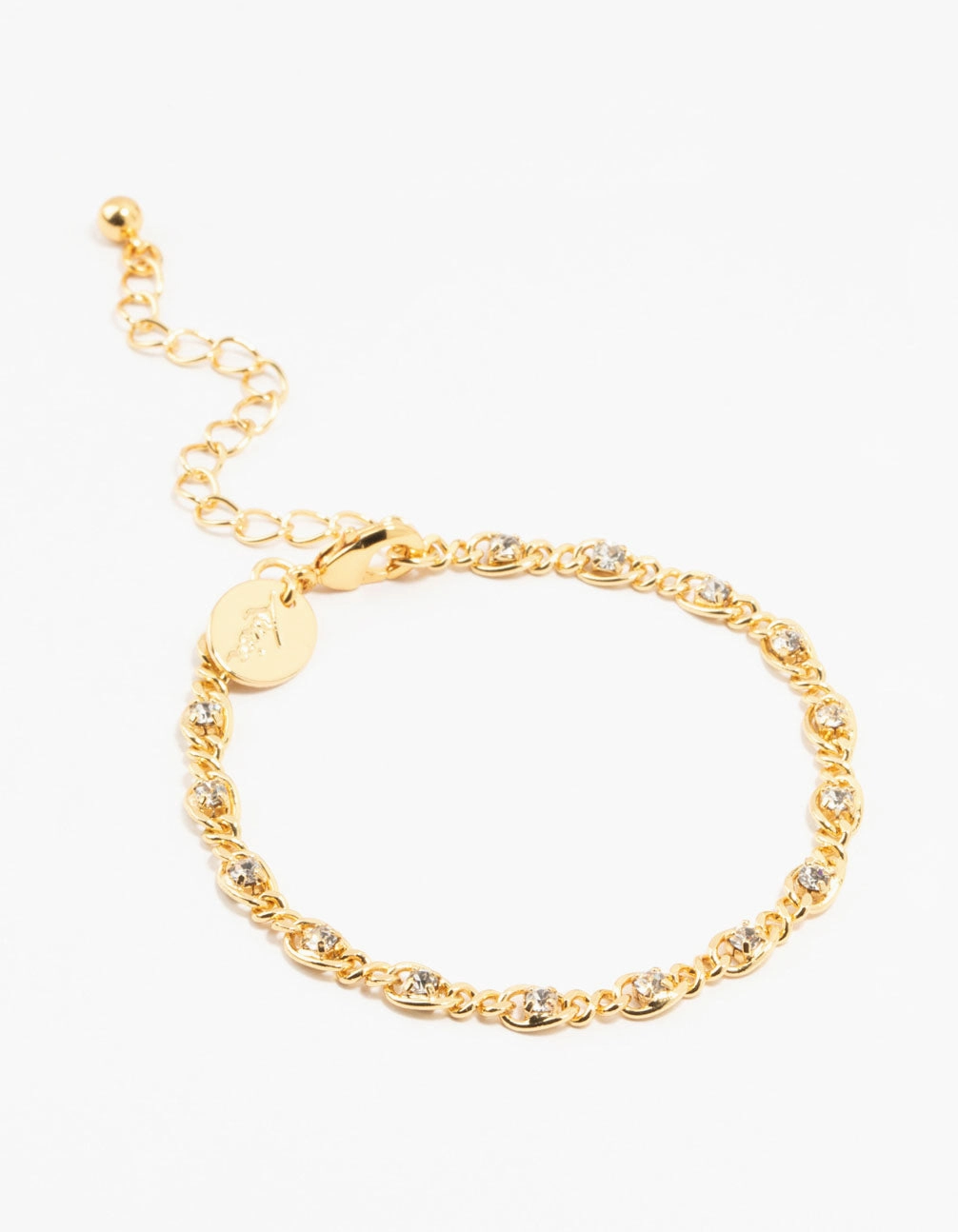 Gold Plated Brass Diamante Infinity Link Bracelet Superlative Detail Modest Splendor