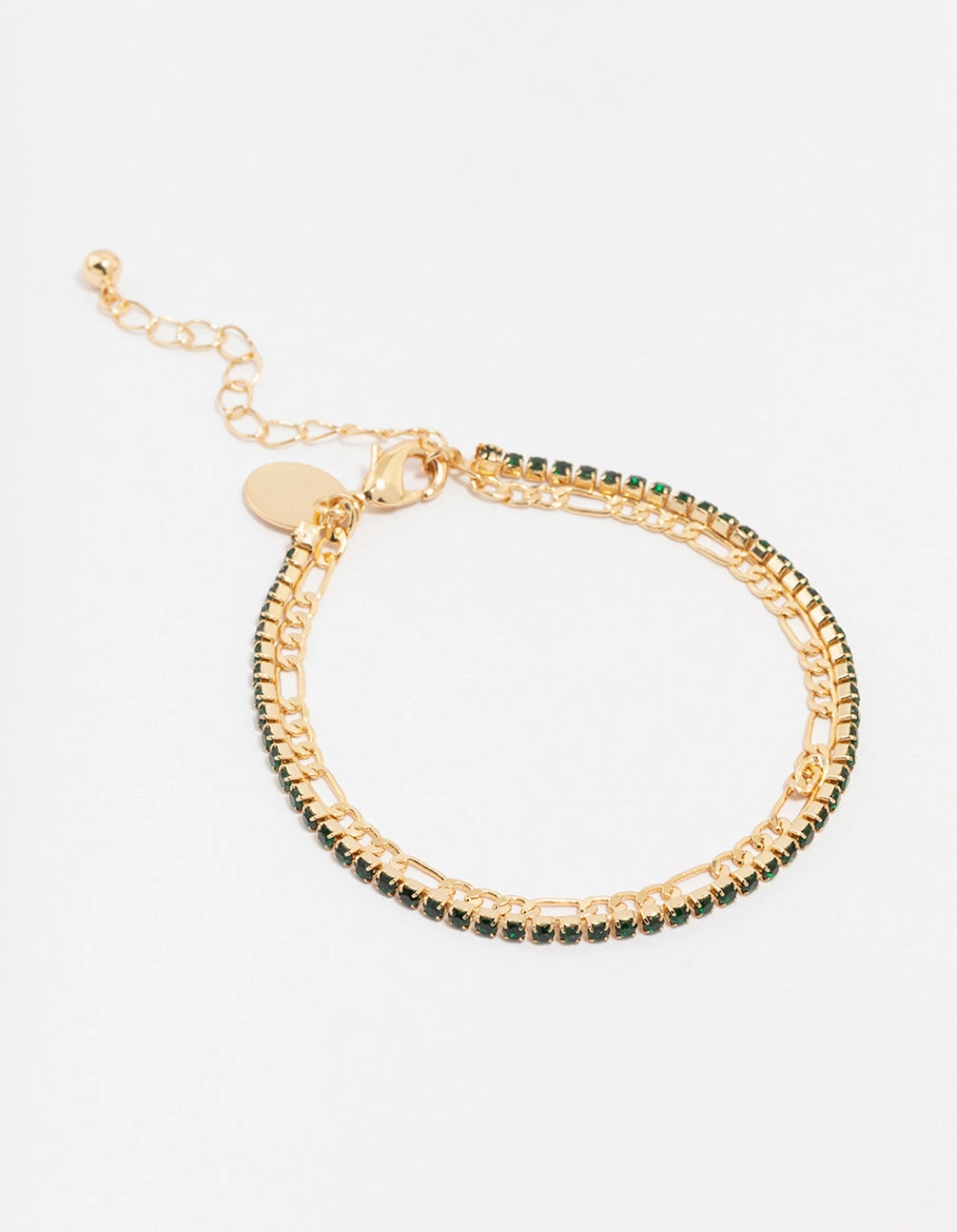 Optimal Blends Gold Plated Brass Double Chain & Crystal Bracelet