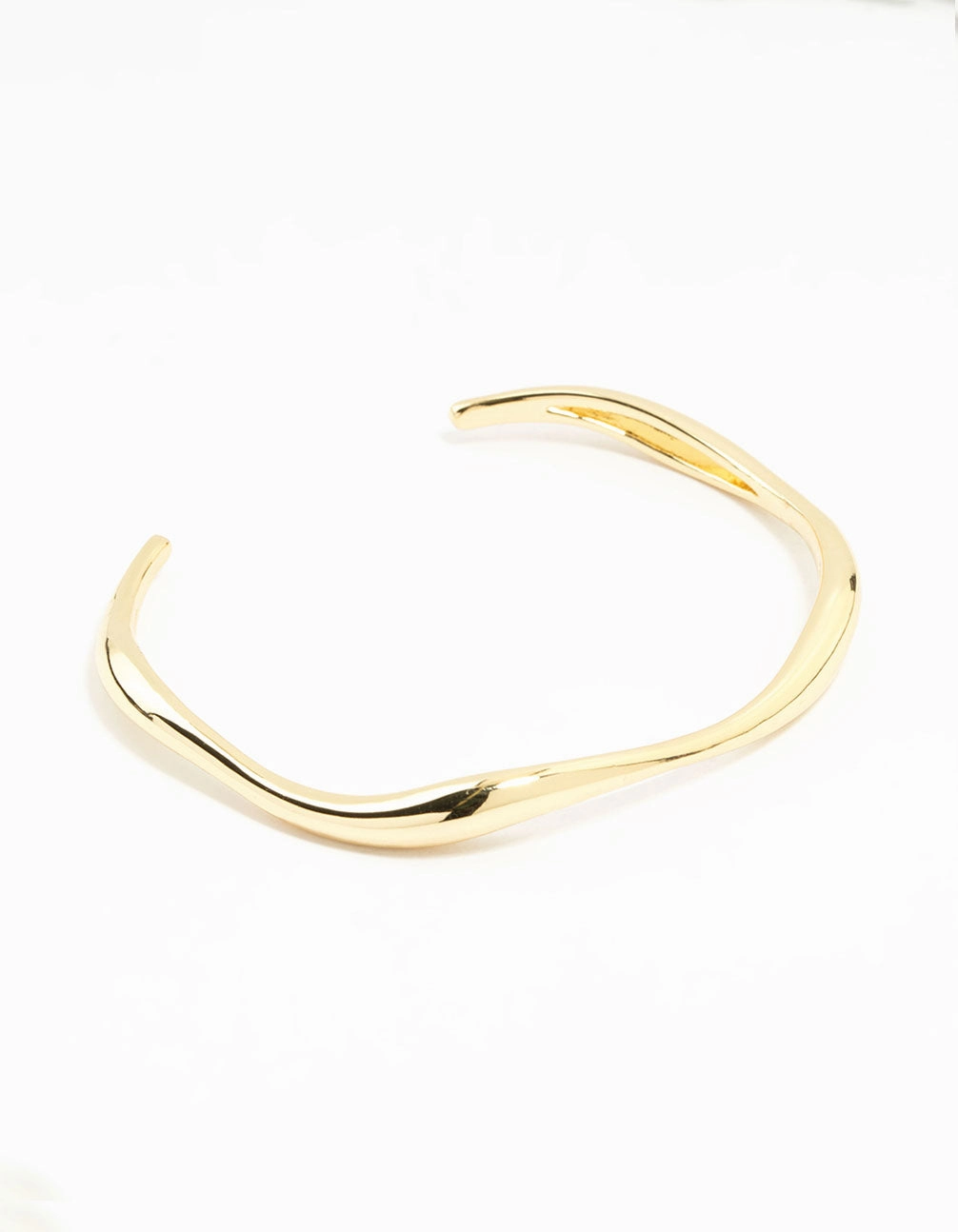Gold Plated Brass Wavy Open Wrist Cuff Endless Amalgamation