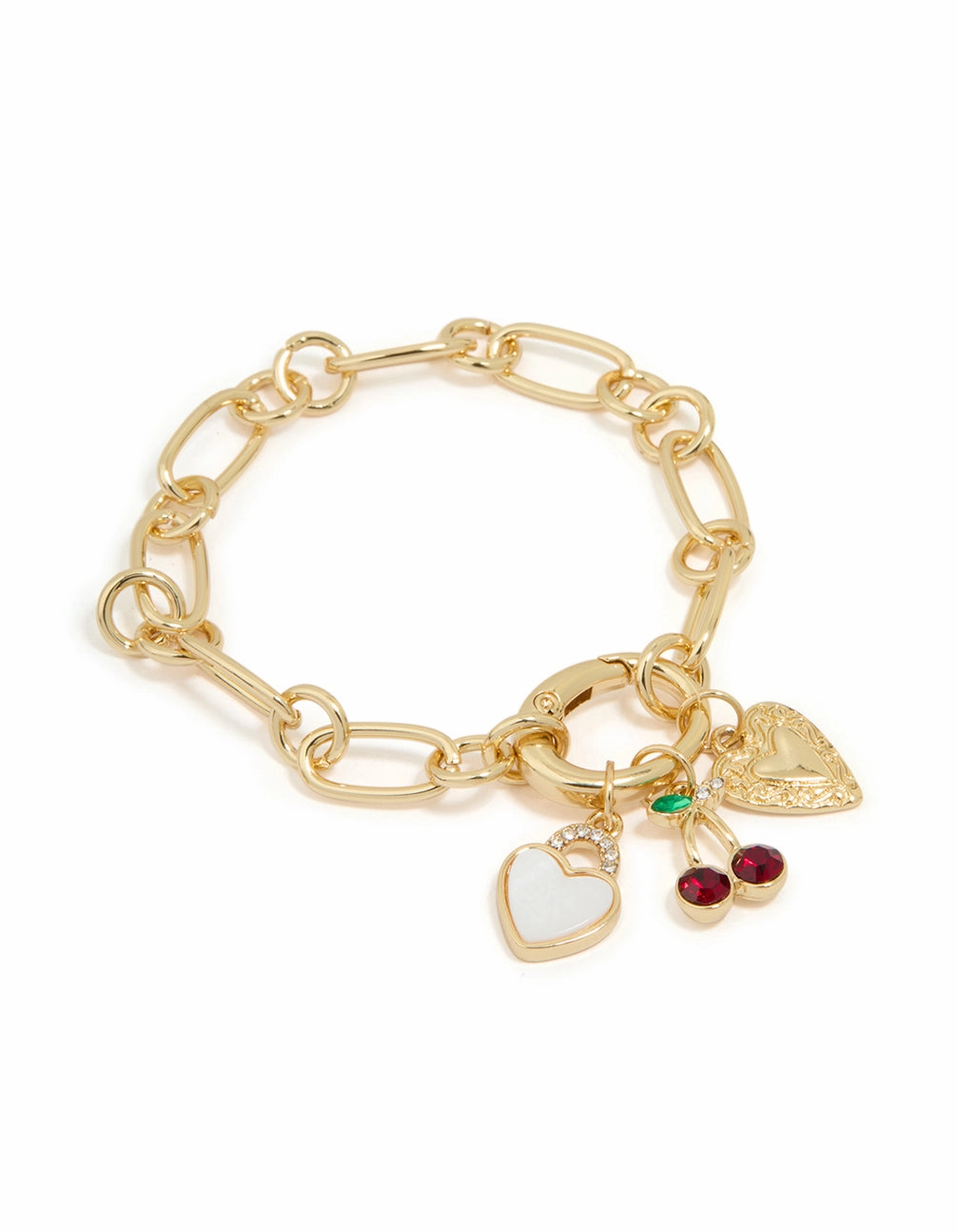 Gold Plated Cherry & Heart Locket Charm Bracelet Heartwarming Find Steadfast Provider