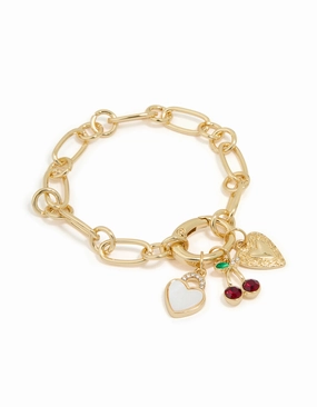 Gold Plated Cherry & Heart Locket Charm Bracelet Heartwarming Find Steadfast Provider