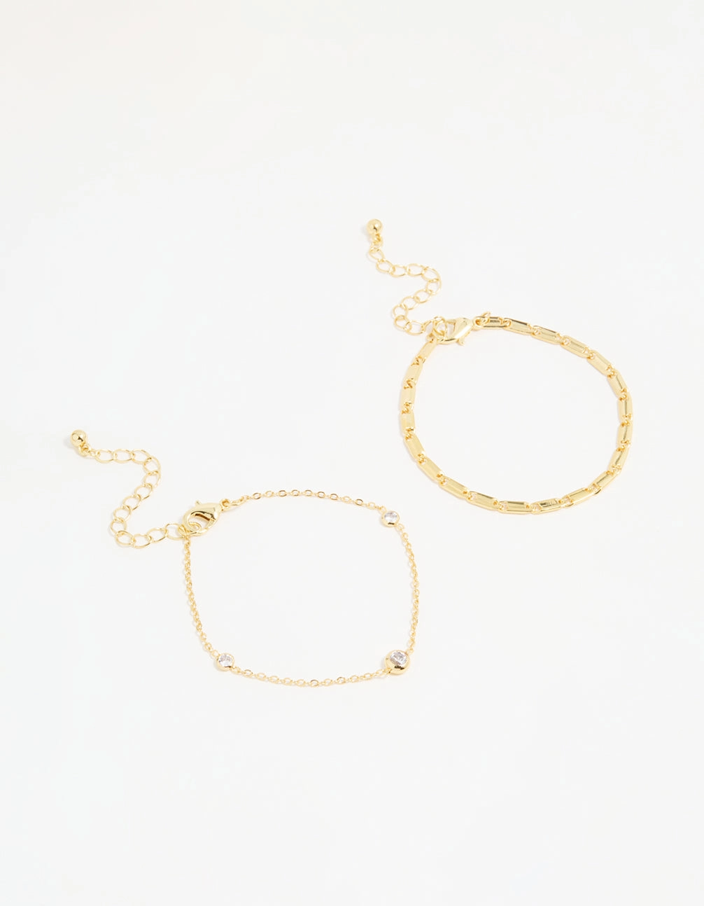 Better Over Time Gold Plated Cubic Zirconia & Chain Bracelets 2-Pack