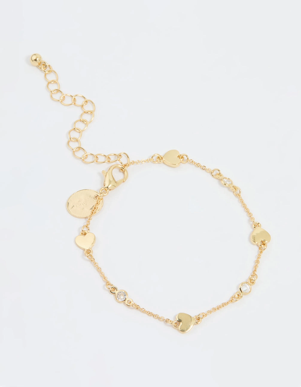 Gold Plated Cubic Zirconia & Heart Bracelet Limitless Combination Style Development