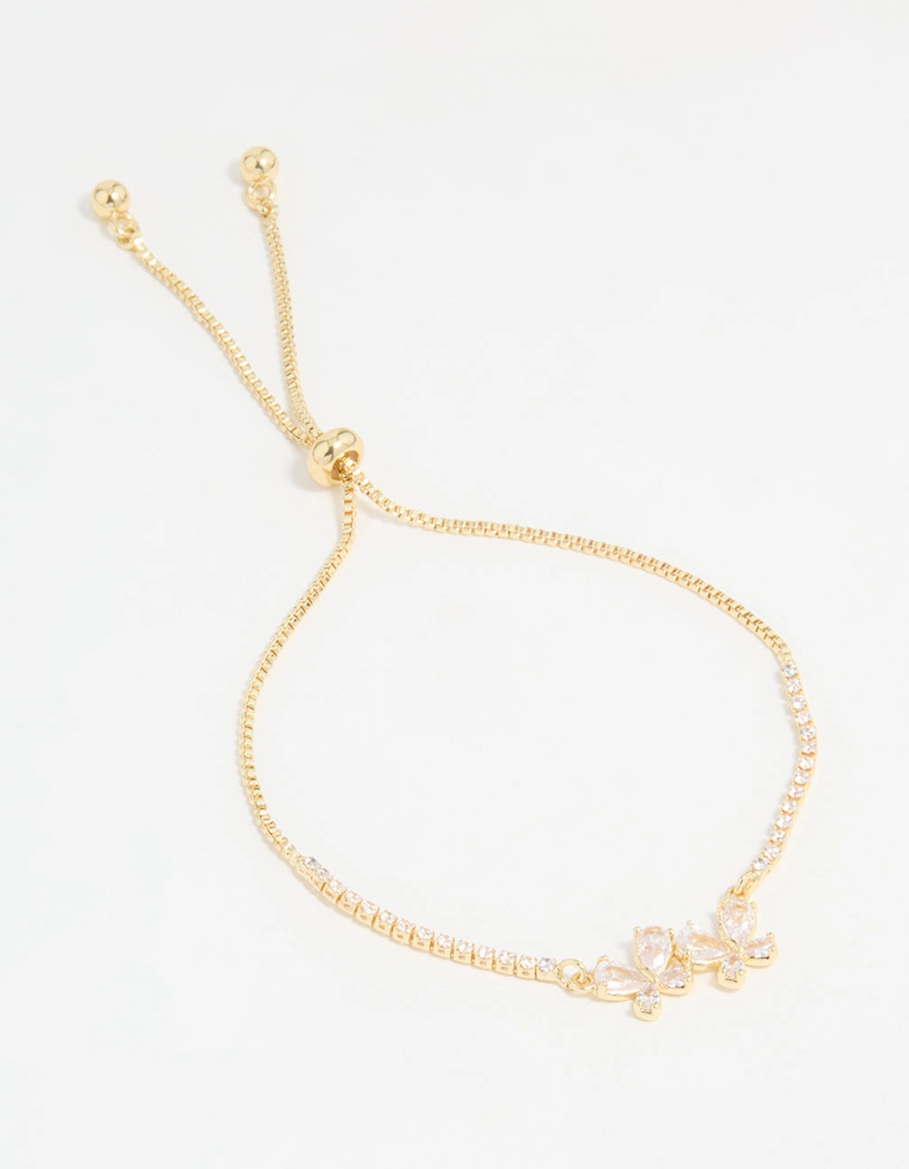 Gold Plated Cubic Zirconia Double Butterfly Toggle Bracelet Made for you Festive Vibes