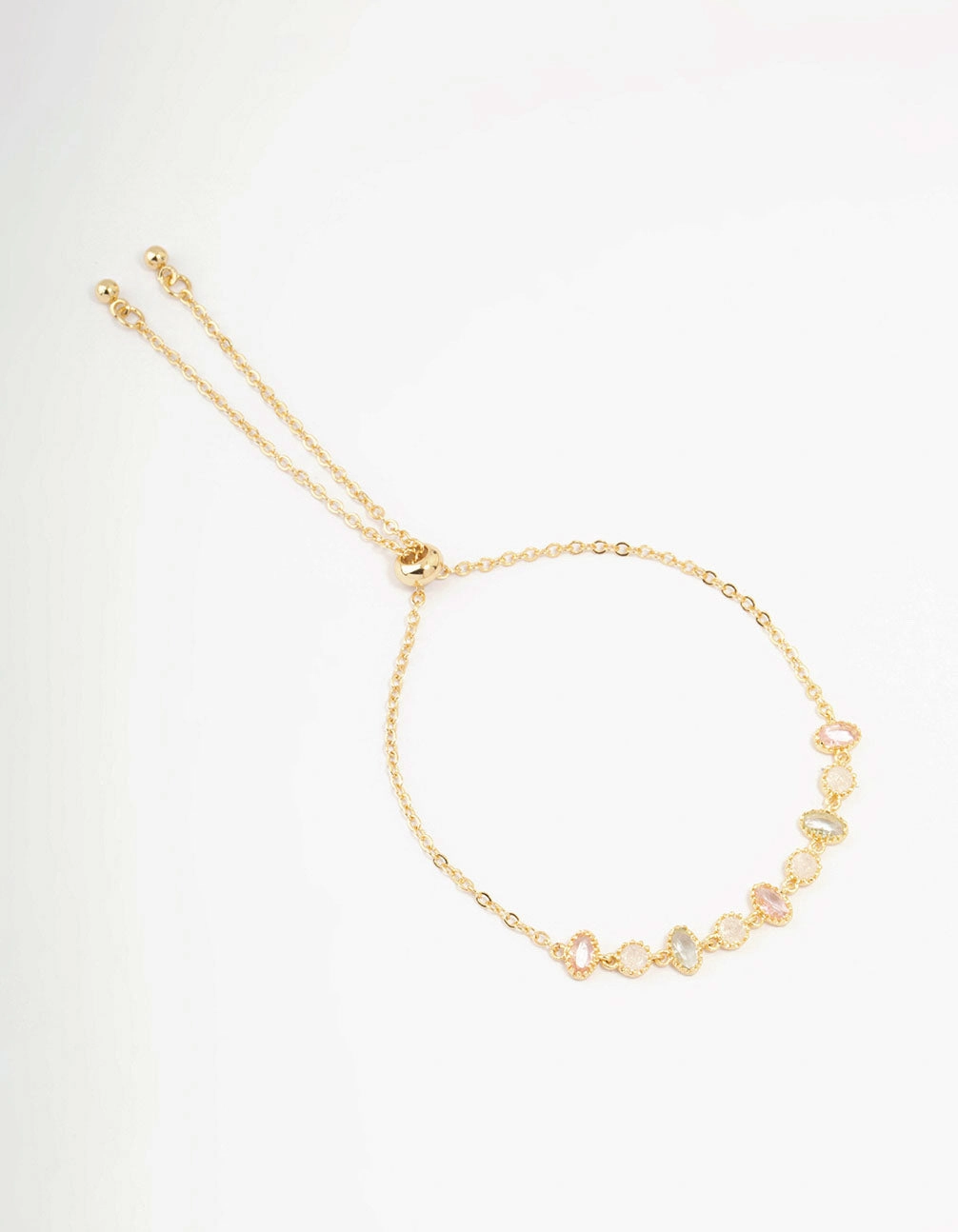 Persistent Fusion Hemispheric Renown Gold Plated Cubic Zirconia Oval & Round Toggle Bracelet