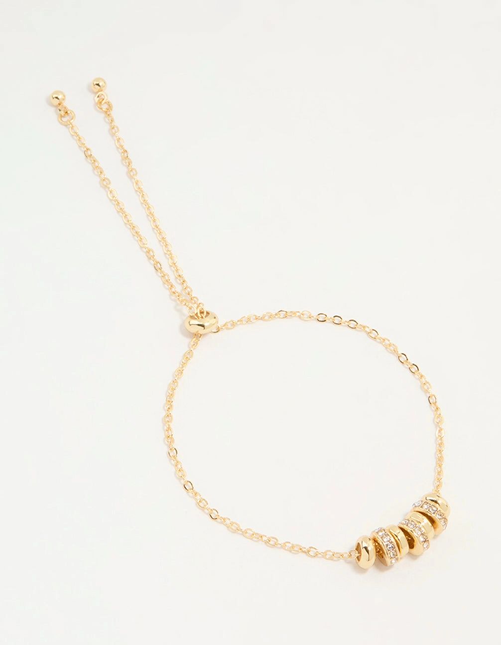 Modern Twist Edgy Accents Gold Plated Cubic Zirconia Rondell Toggle Bracelet