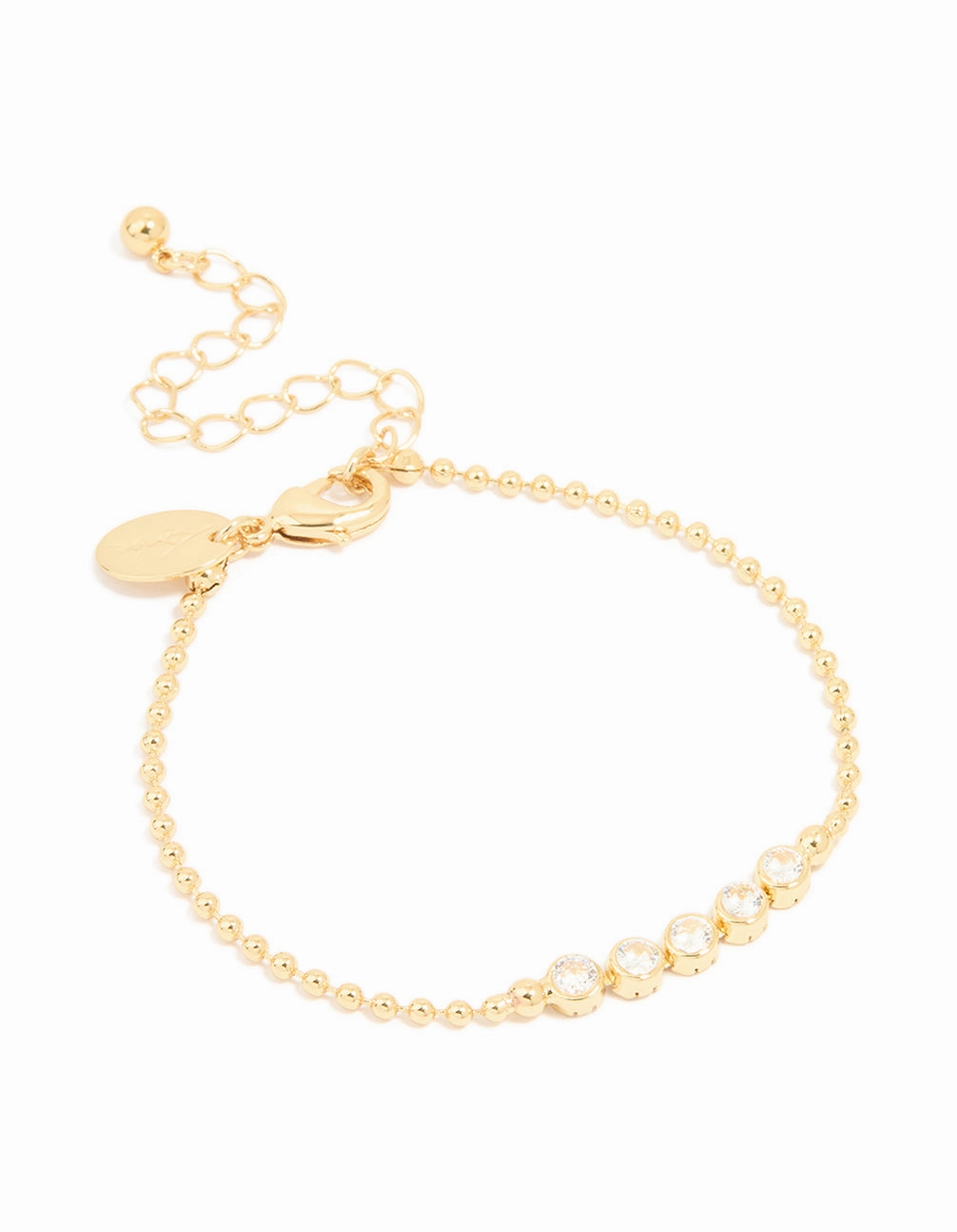 Gold Plated Cubic Zirconia Round Bezel Bracelet Unconventional Style Holiday Specials