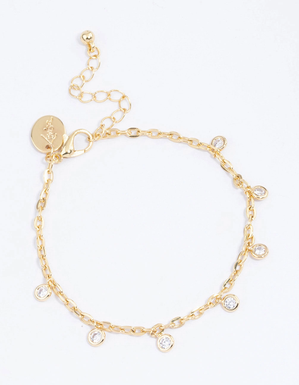 Valuable Mixes Gold Plated Cubic Zirconia Station Classic Bracelet