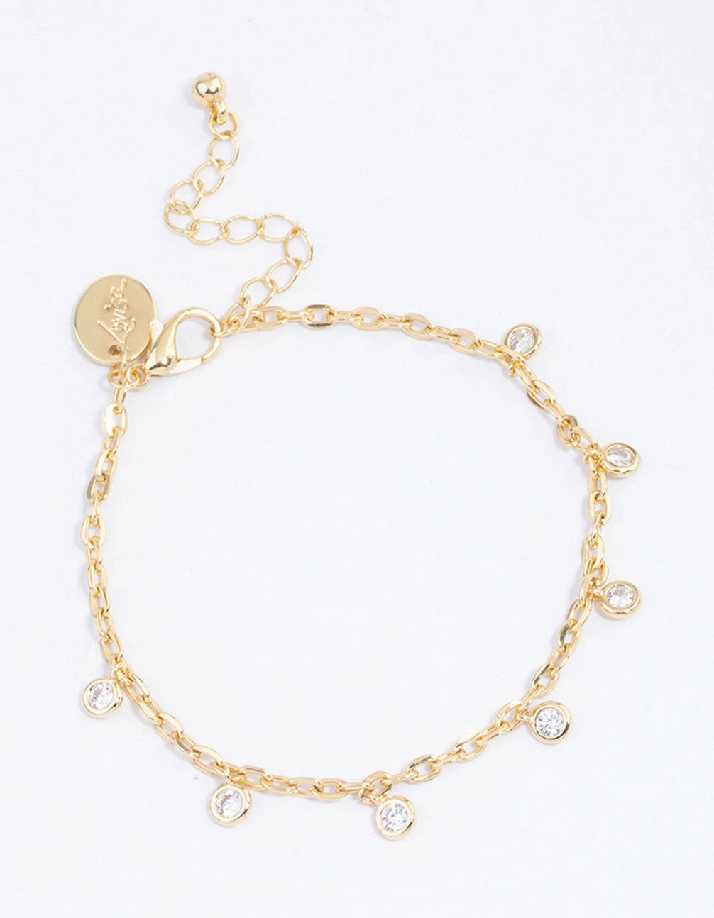 Gold Plated Cubic Zirconia Station Classic Bracelet Historical Scope