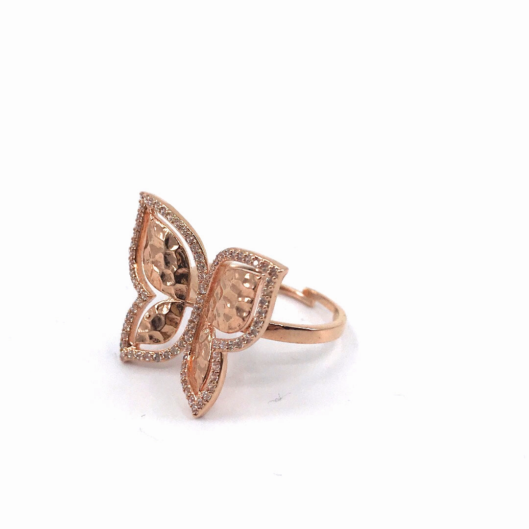 Gold Plated CZ Butterfly Ring Handmade Shine Pieces Elegant Style