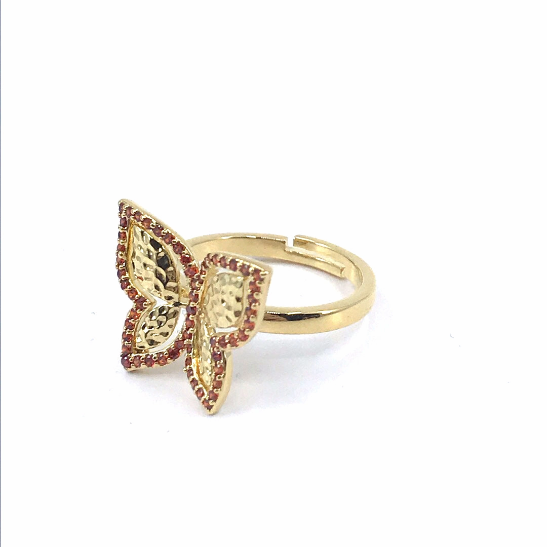 Gold Plated CZ Butterfly Ring Classic Attire Night Detail
