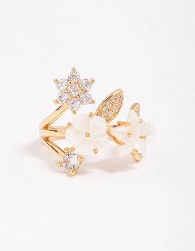 Dainty Appeal Gold Plated Floral Bouquet Ring