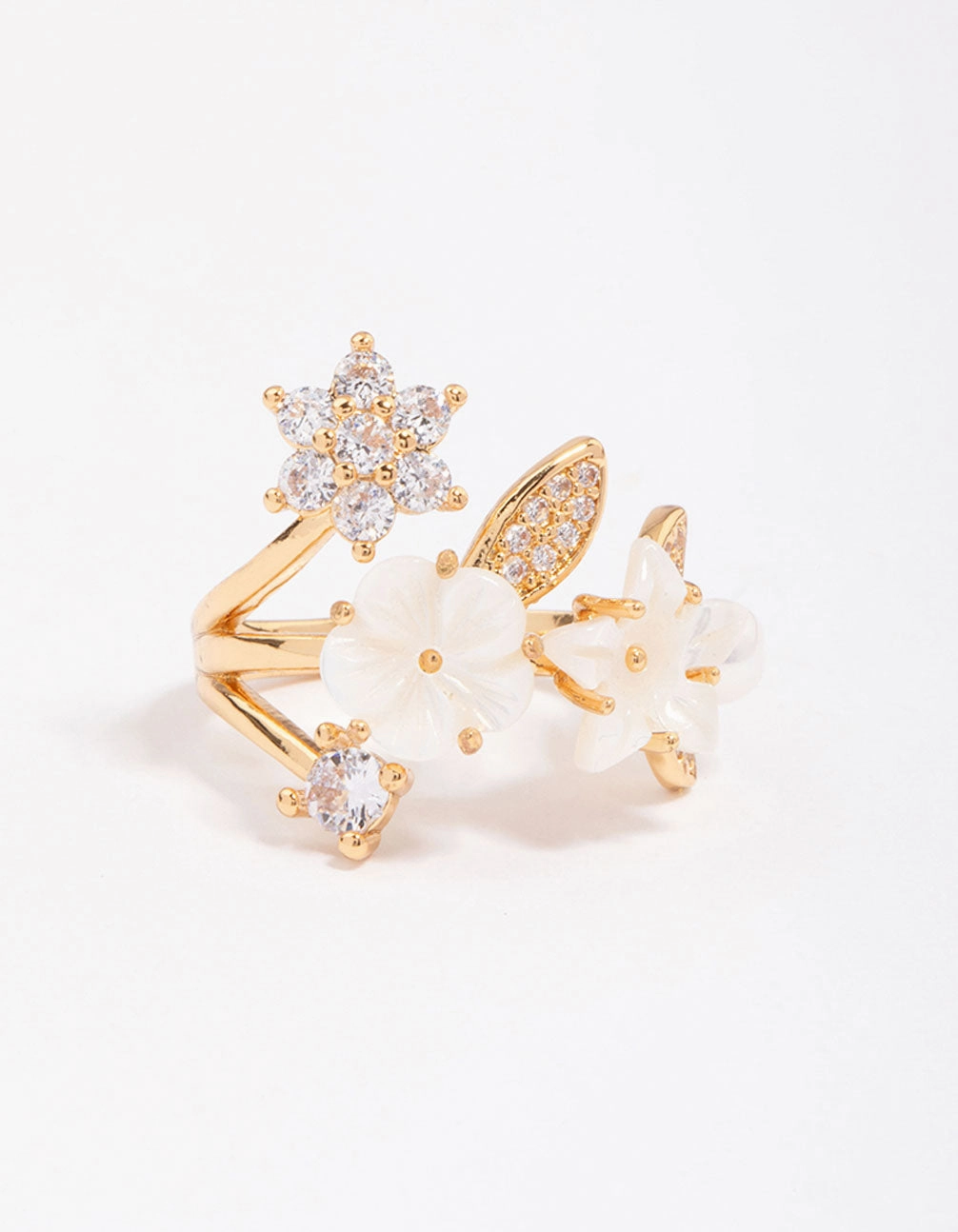 Dainty Appeal Gold Plated Floral Bouquet Ring