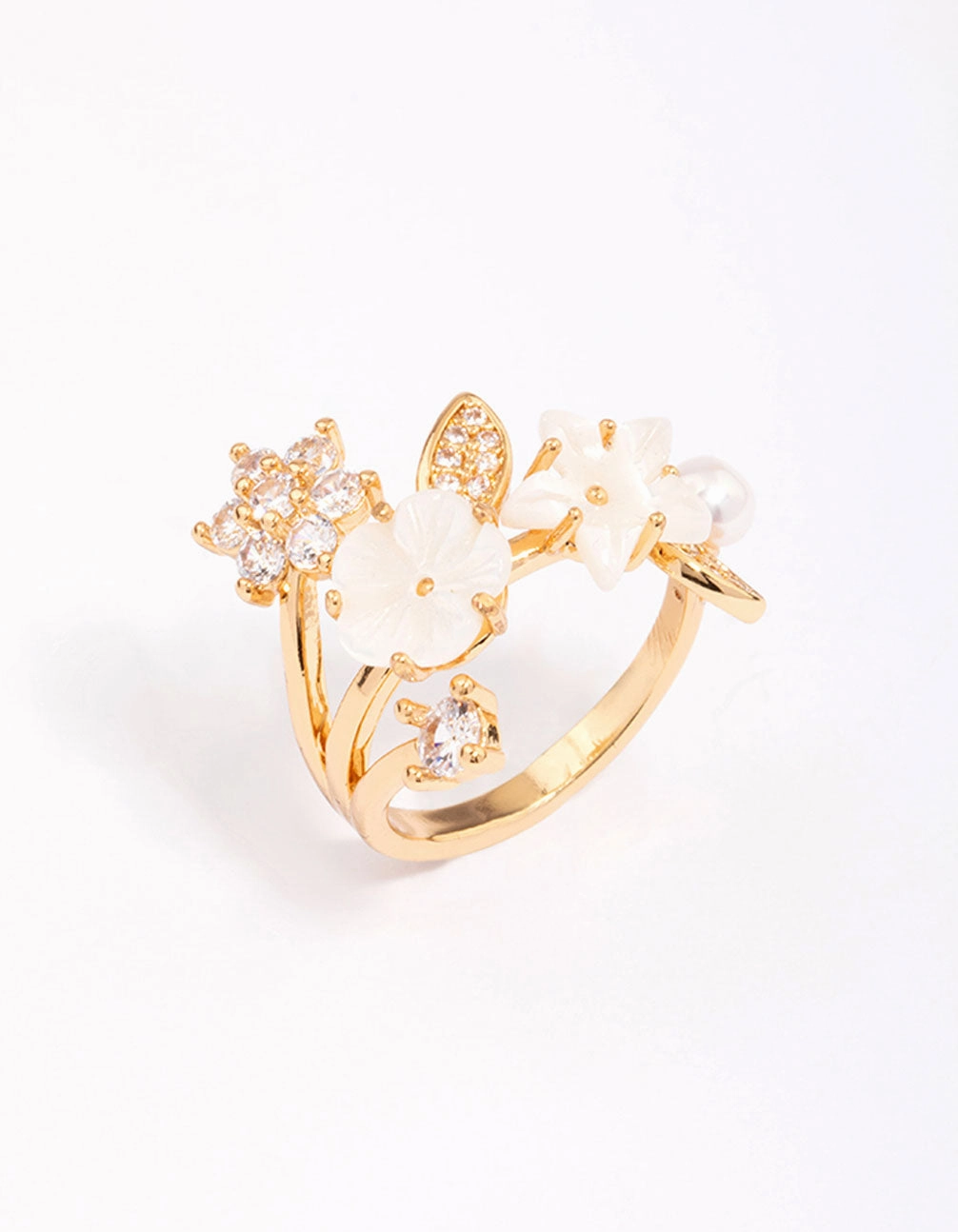 Gold Plated Floral Bouquet Ring Bridal Touch