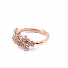 Modern Shape Gold Plated Flowers CZ Ring