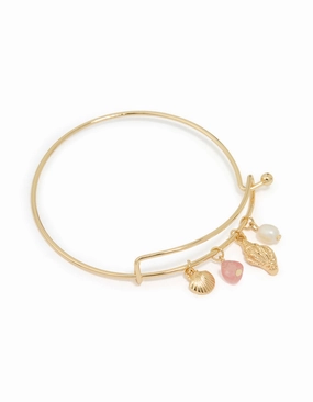 Gold Plated Freshwater Pearl Dainty Ocean Bangle Lasting Beauty Retro Sharpness