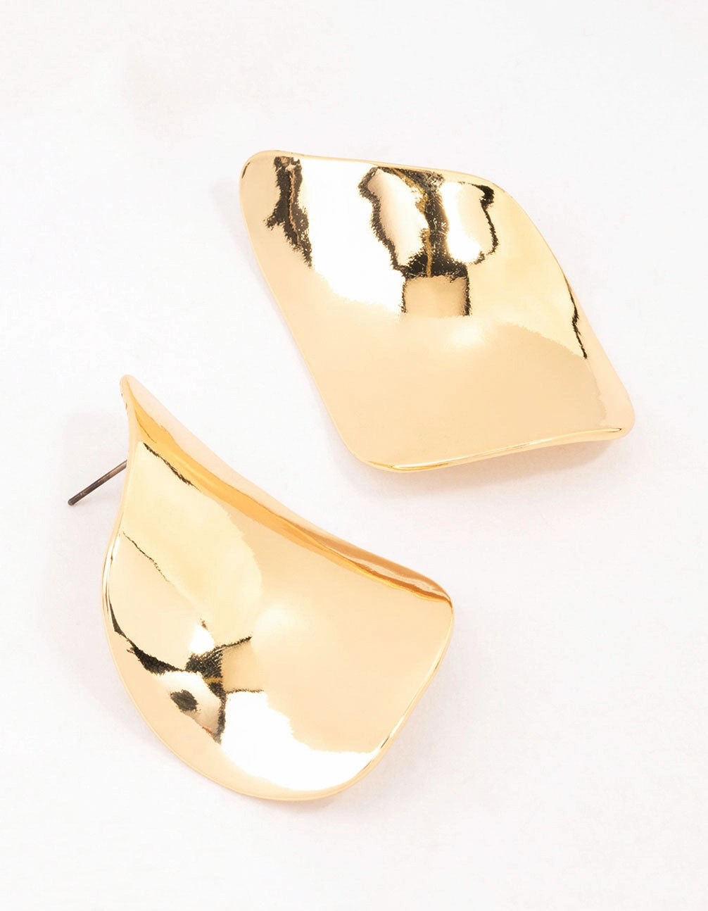 Chic Duo Sparkling Touch Gold Plated Large Petal Stud Earrings