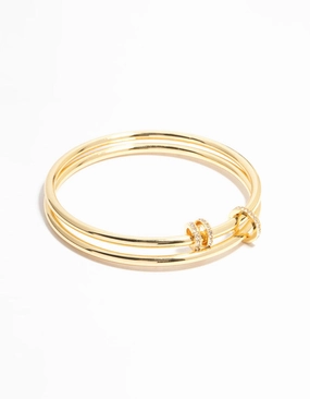 Gold Plated Layered Rondell Bangle Minimalist Designs Adjustable Fit