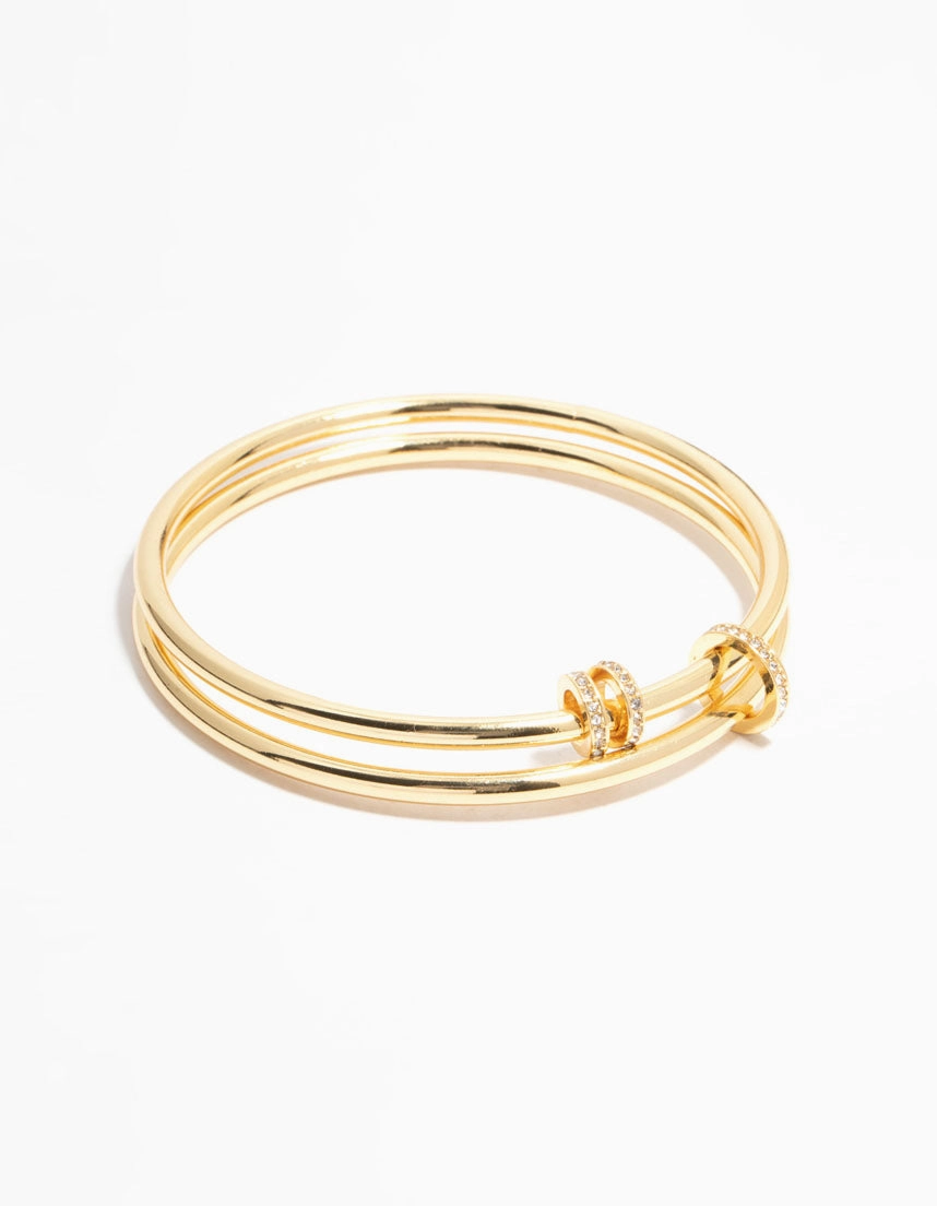 Gold Plated Layered Rondell Bangle Minimalist Designs Adjustable Fit
