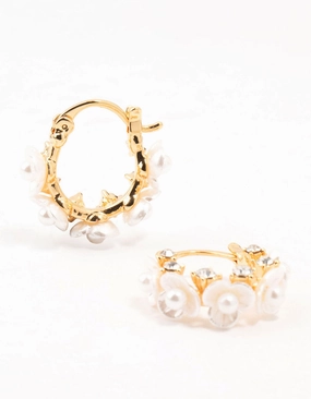 Allure Sparkle Gift Moment Gold Plated Mini Acrylic Flower Hoop Earrings