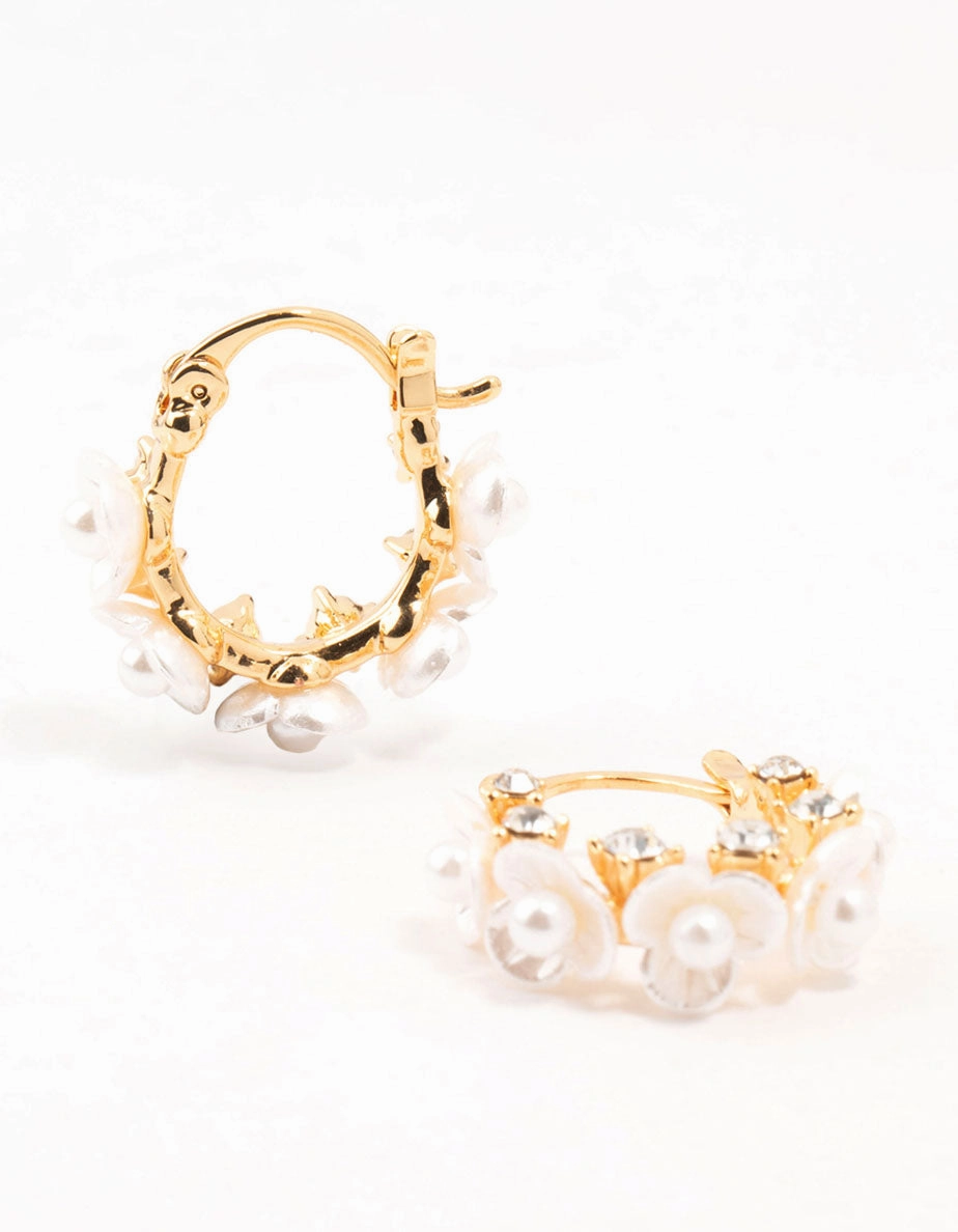 Allure Sparkle Gift Moment Gold Plated Mini Acrylic Flower Hoop Earrings