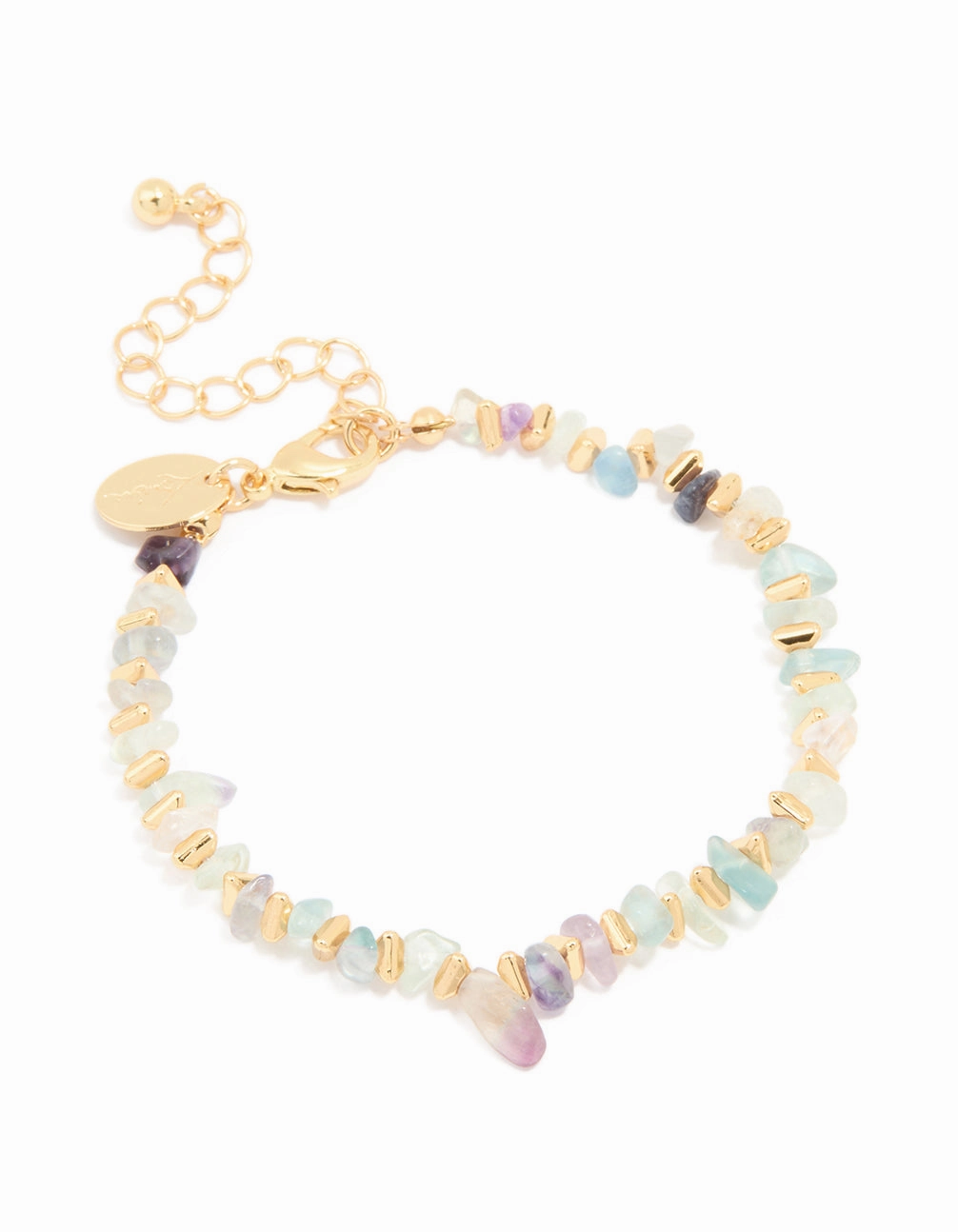 in demand Borderless Norm Gold Plated Mixed Semi Precious Stone Disc Bracelet